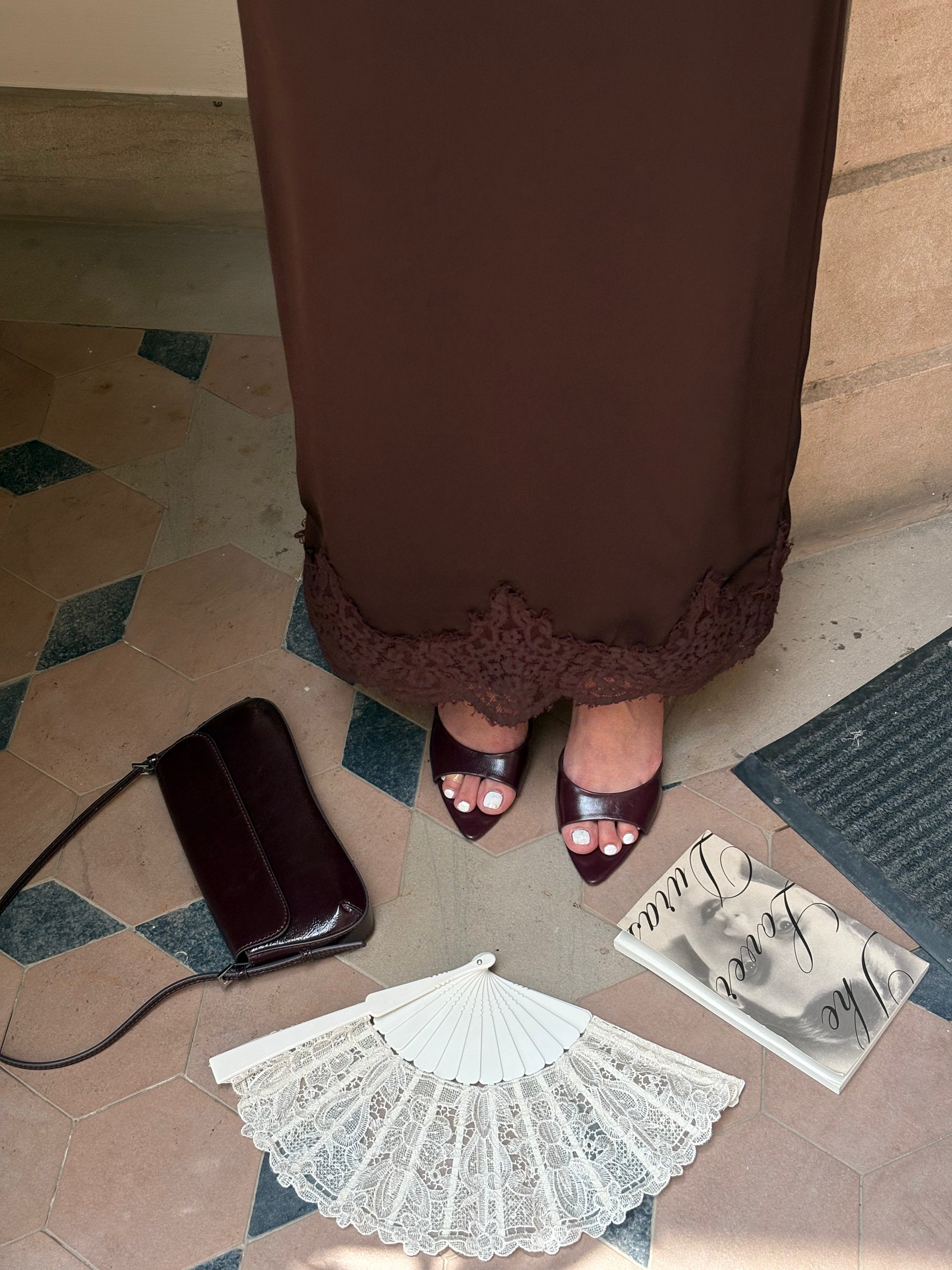 Celine Lace Skirt in Mocha