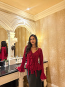Juliette Ruffle Top in Crimson