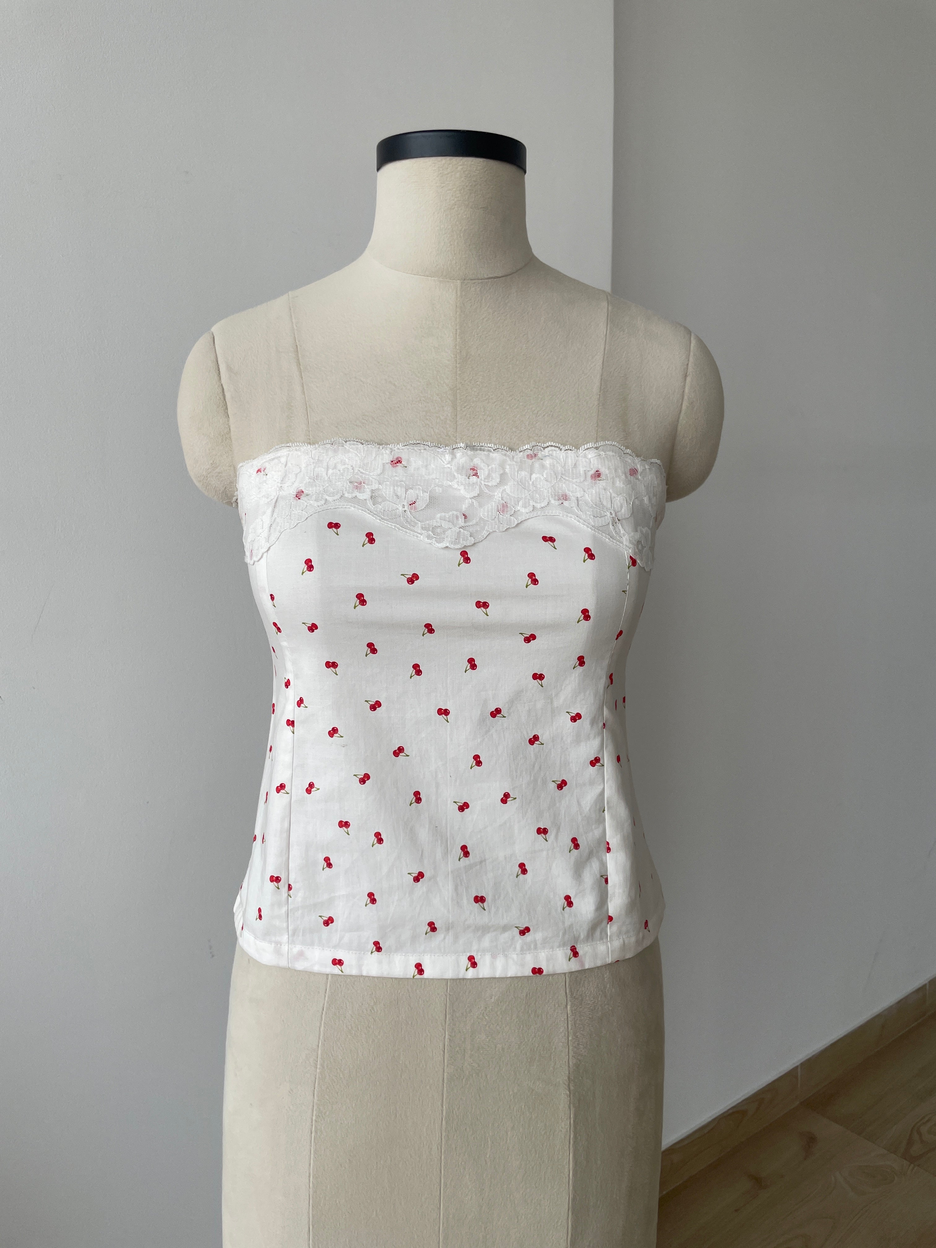 Florence Lace Top in Cherry - SAMPLE