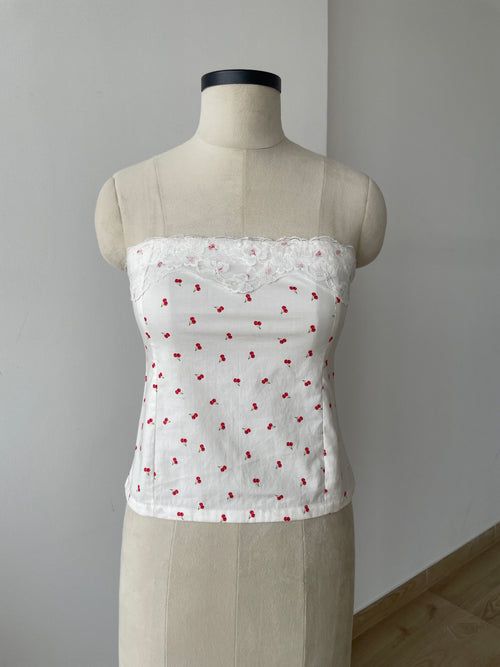 Florence Lace Top in Cherry - SAMPLE