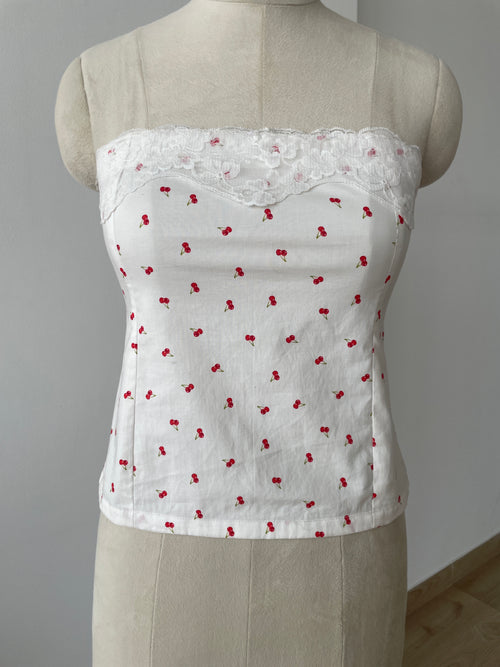 Florence Lace Top in Cherry - SAMPLE