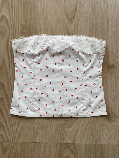 Florence Lace Top in Cherry - SAMPLE