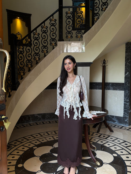 Celine Lace Skirt in Mocha