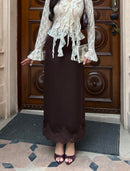 Celine Lace Skirt in Mocha