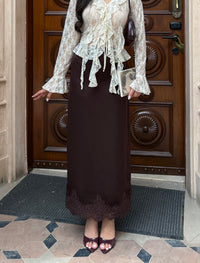 Celine Lace Skirt in Mocha