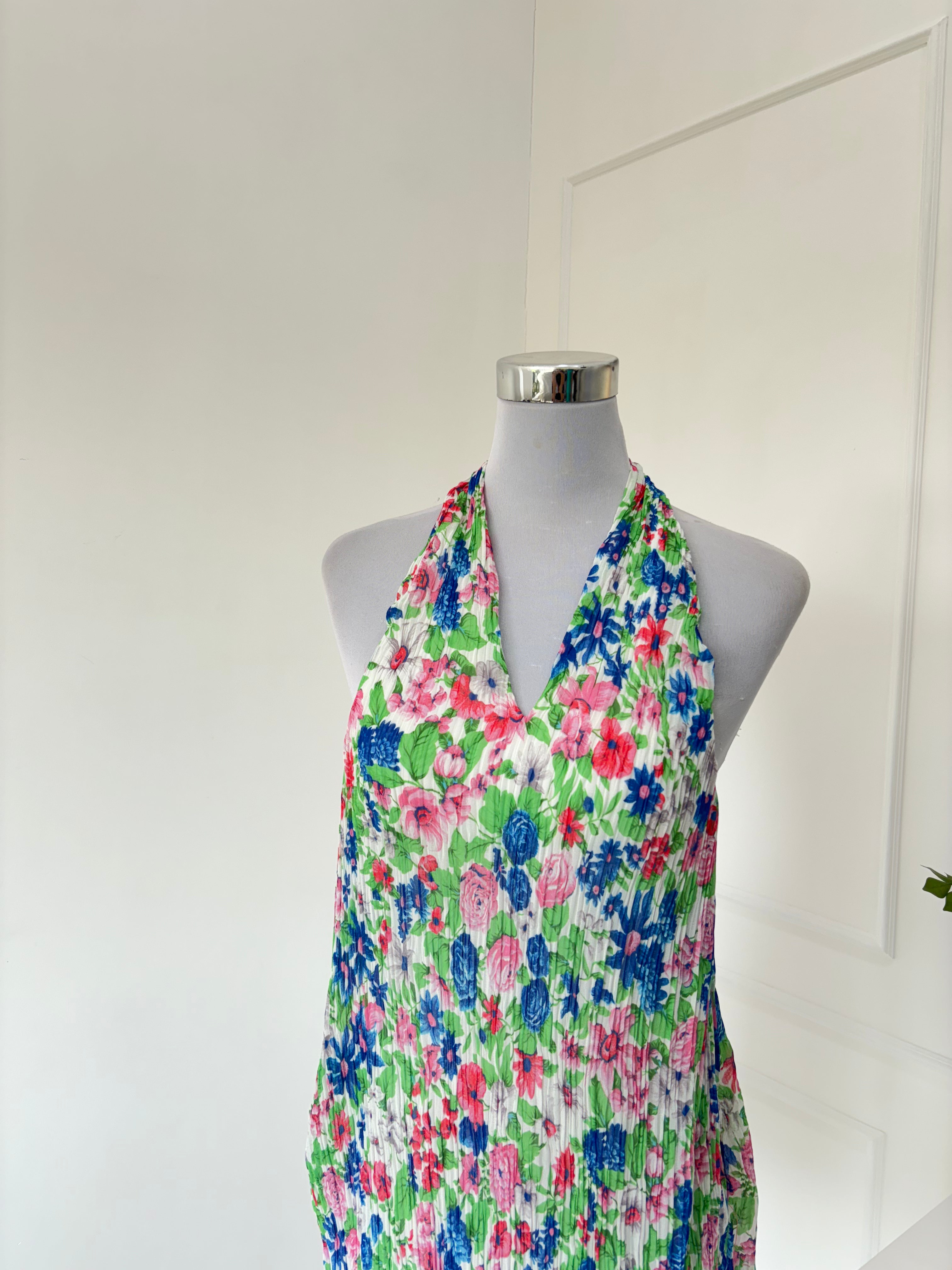 Gardenia Pleated Halter Dress (M-L)