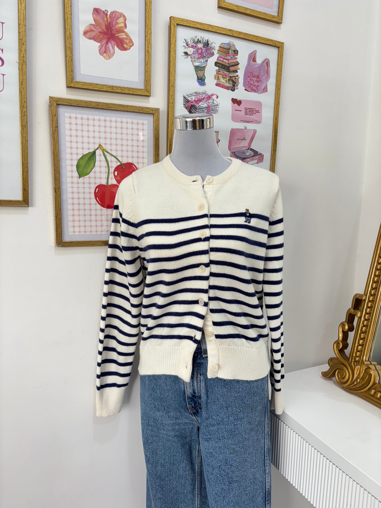 Teddy Striped Cardigan (S-M)