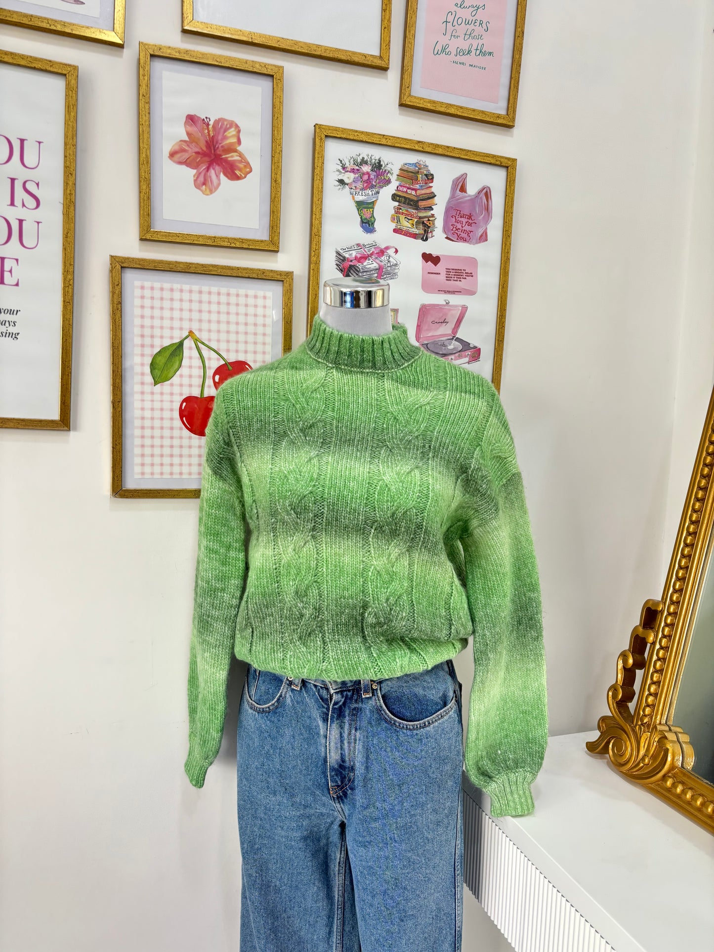 Juniper Chunky Cable Knit Pullover in Green (S-2XL)