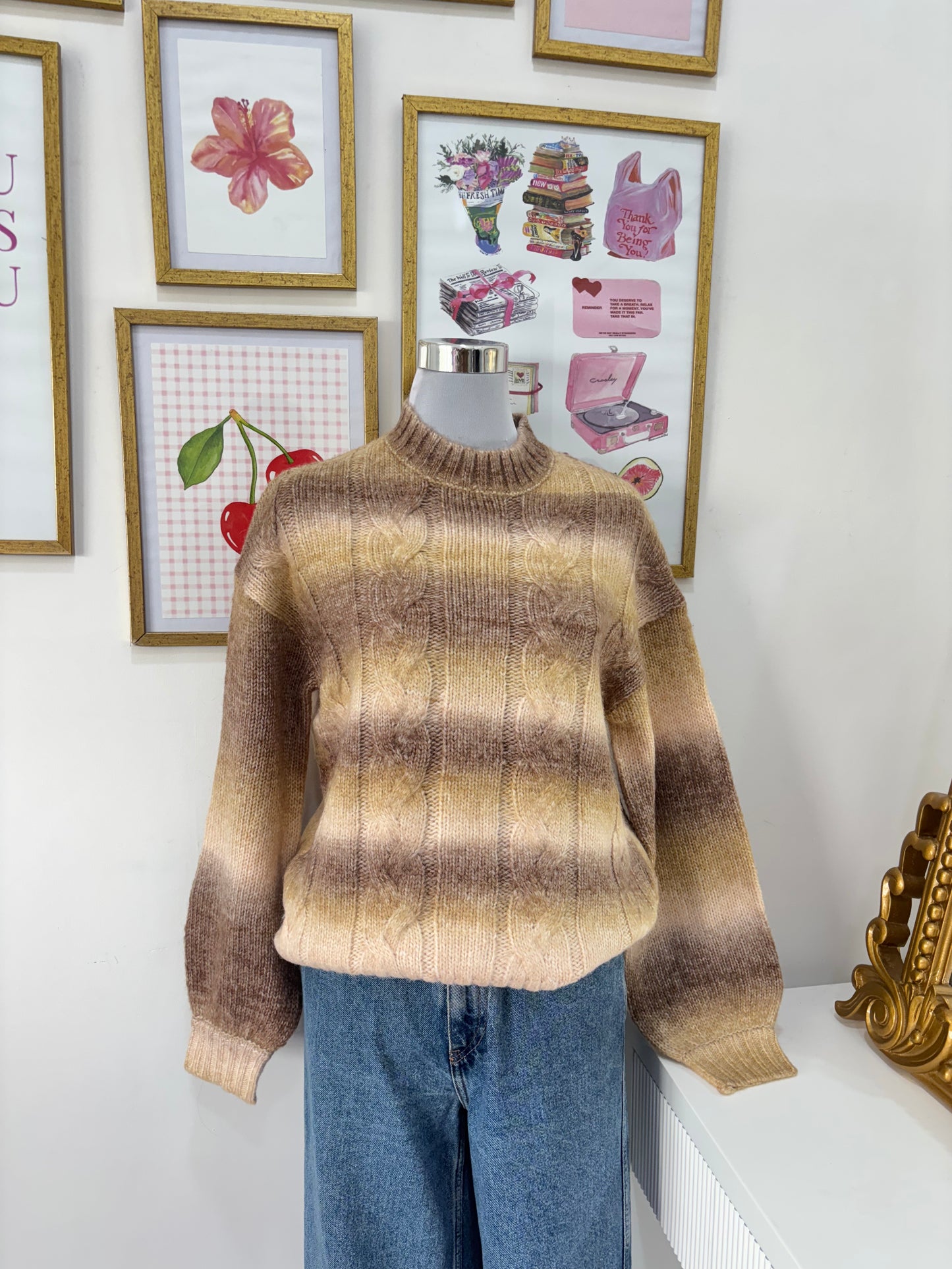 Juniper Chunky Cable Knit Pullover in Brown (S-2XL)