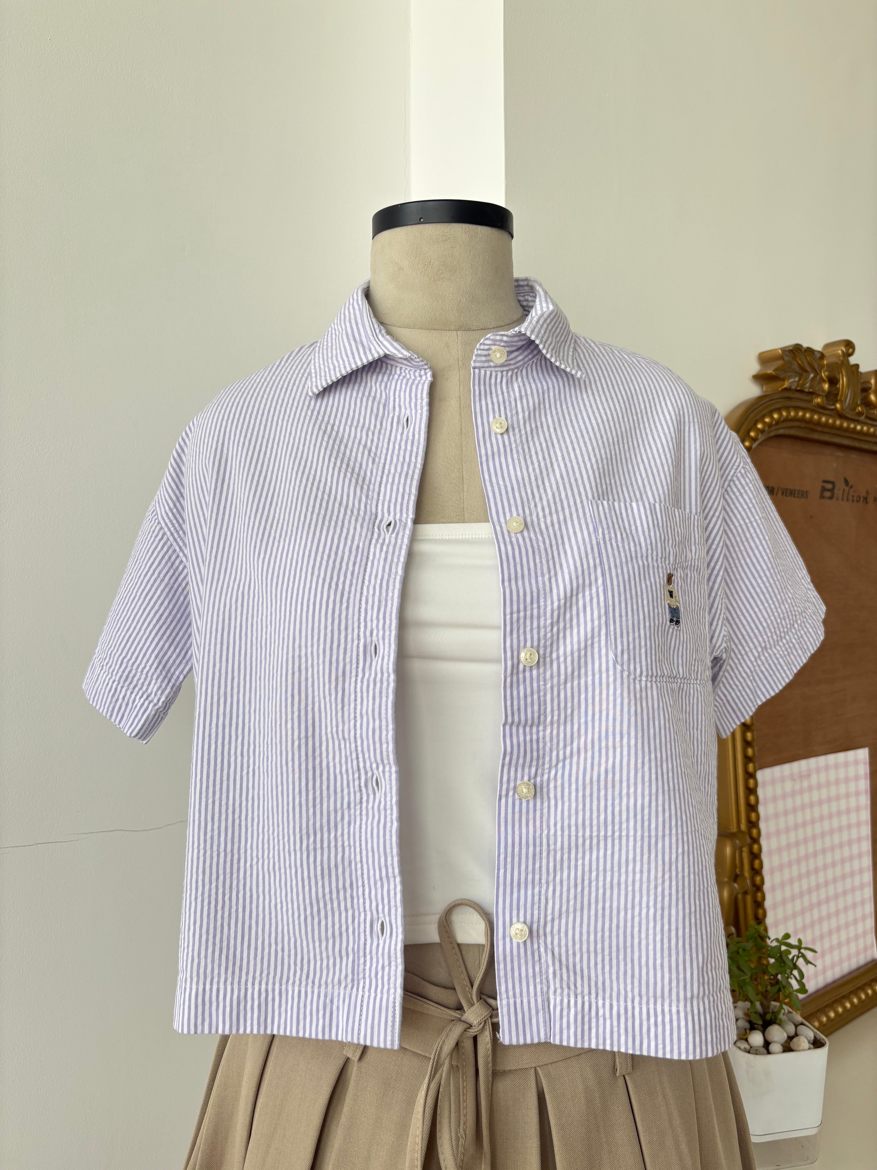 Teddy Shirt in Purple Stripes (S-L)