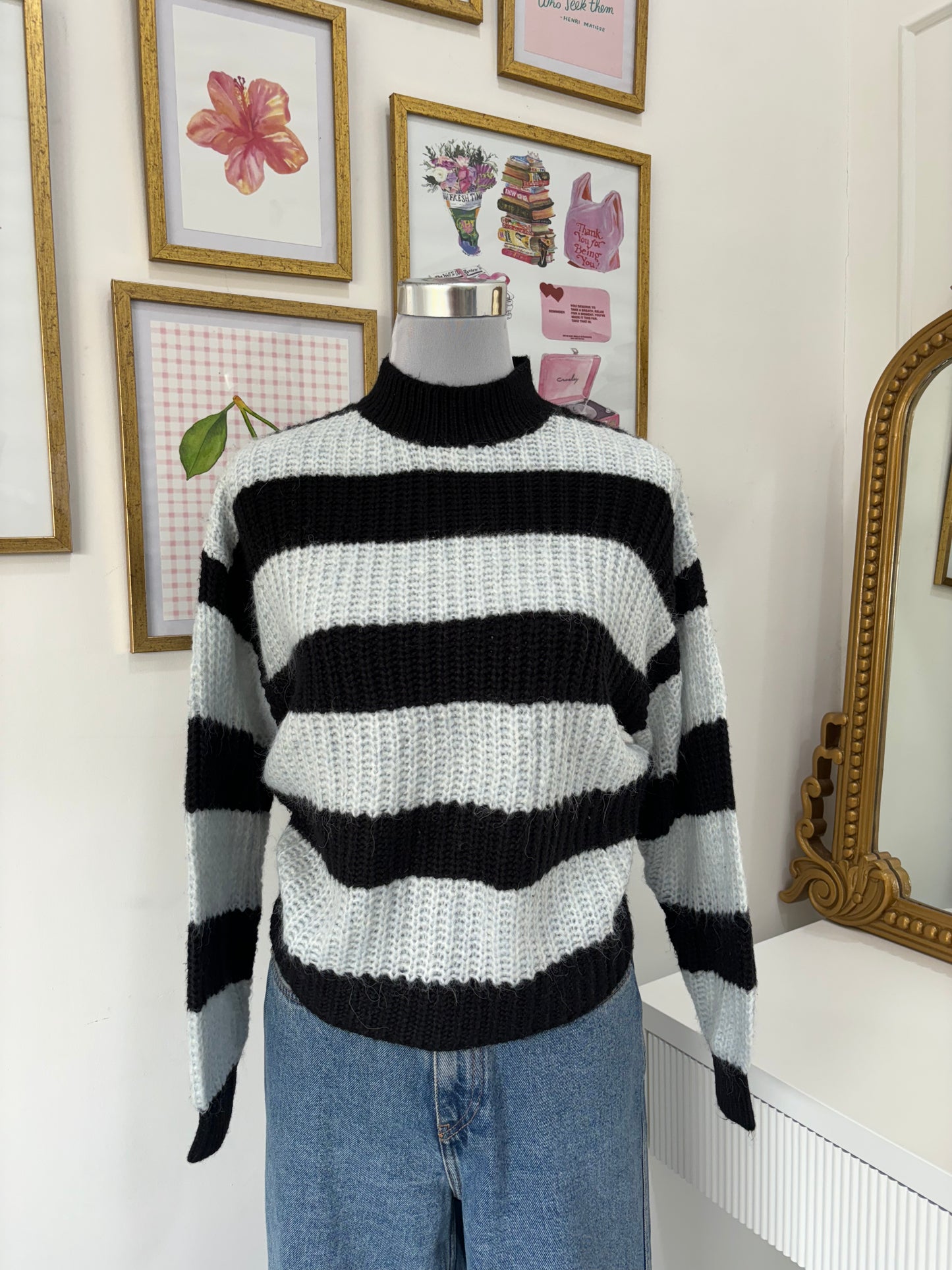 Chunky Knit Striped Pullover (XS-L)