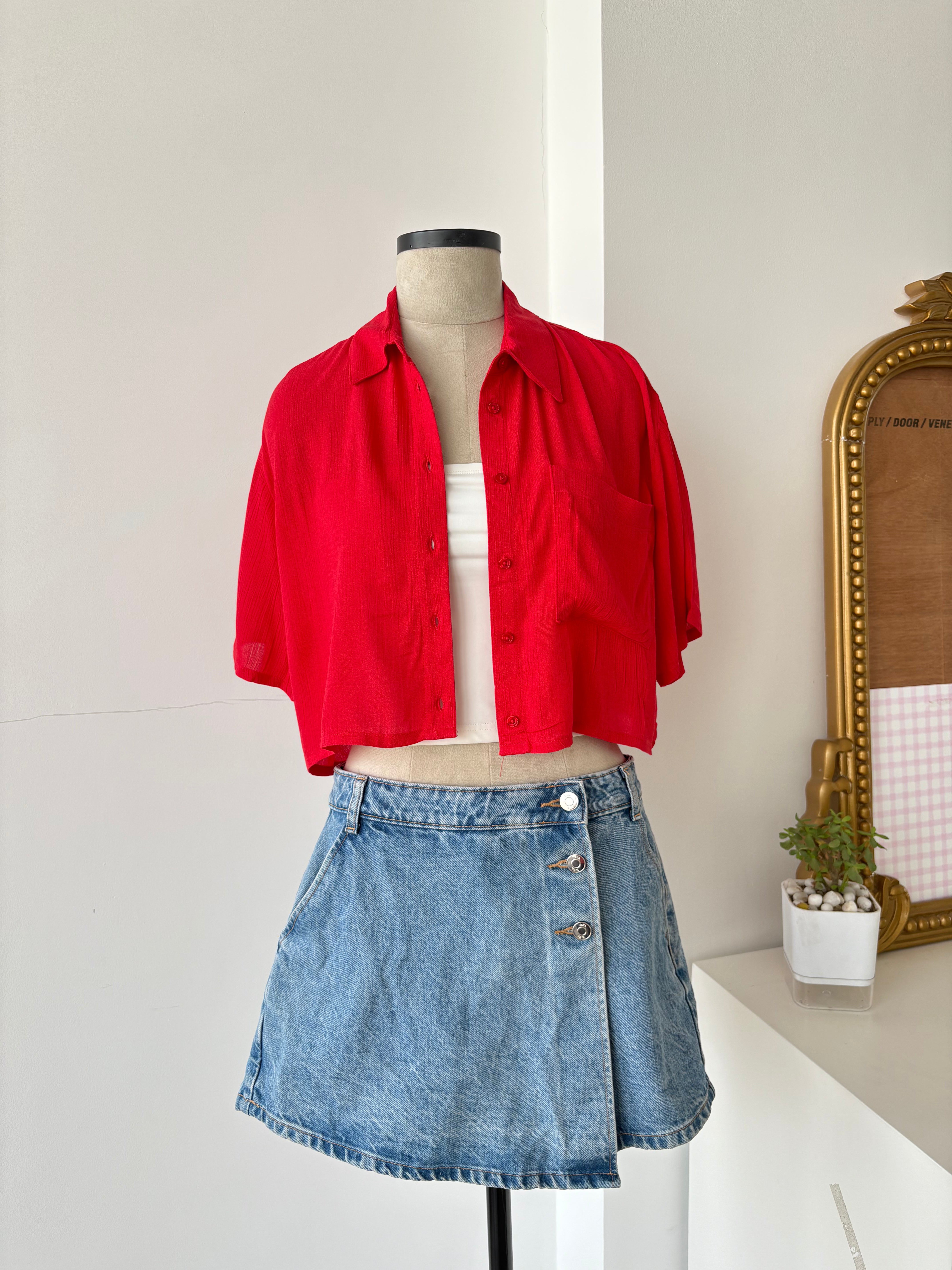 Crimson Cropped Shirt (XS-XL)