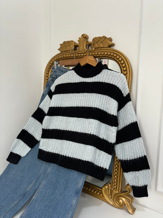 Chunky Knit Striped Pullover (XS-L)