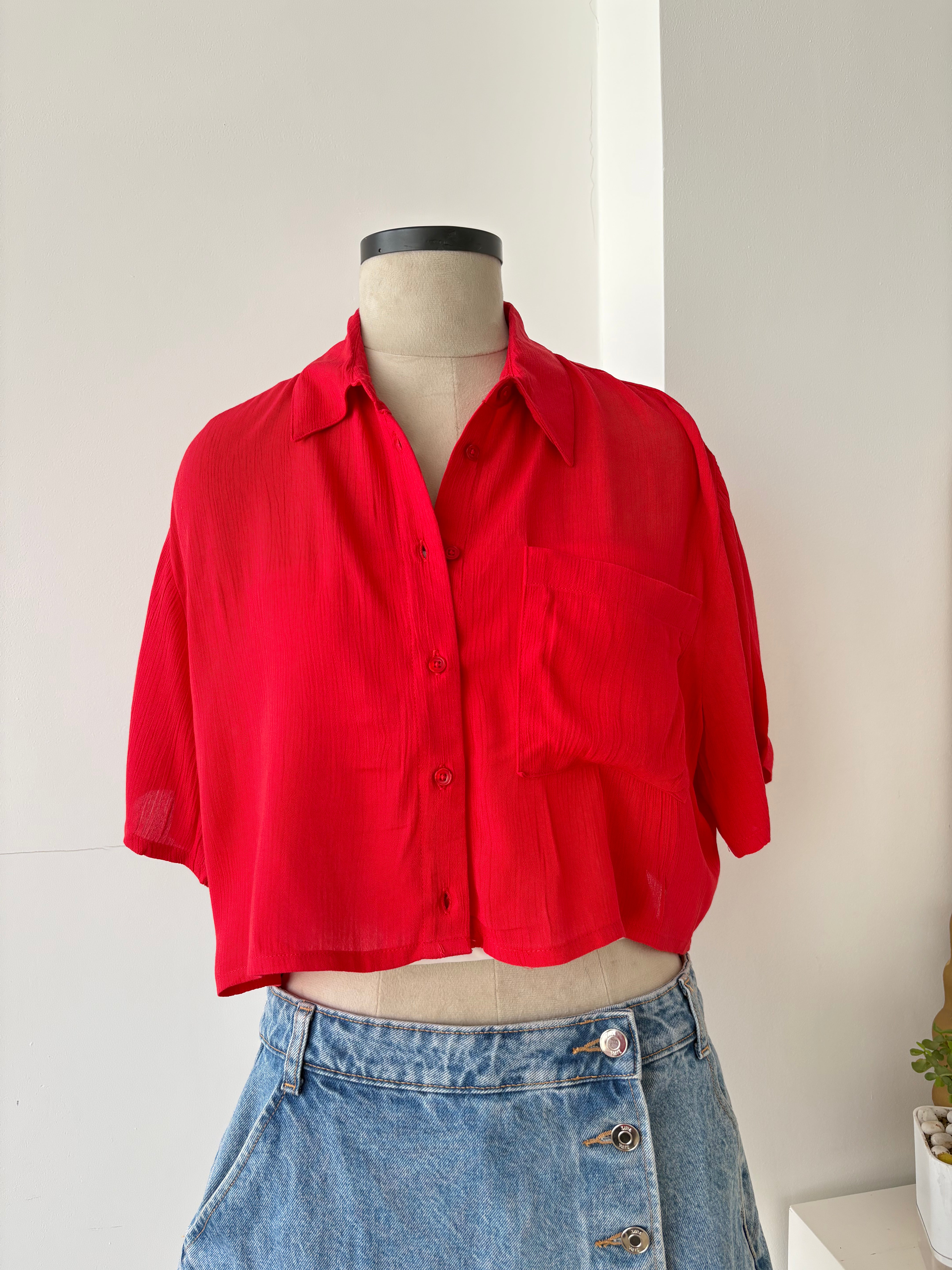 Crimson Cropped Shirt (XS-XL)
