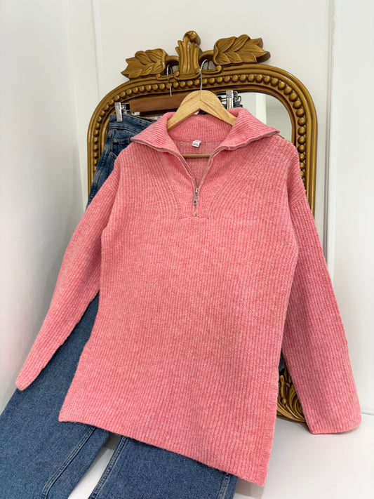 Half Zip Pullover in Coral (XS-3XL)