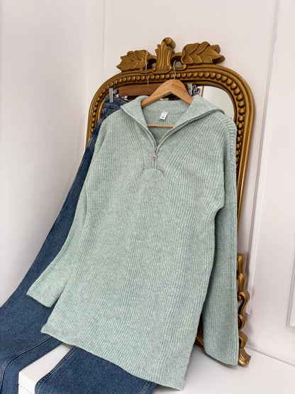 Half Zip Pullover in Sea Green (S-4XL)