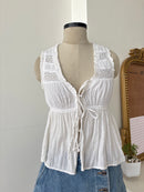 Ellie Tie-Up Top in White (2XS-3XL)