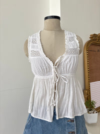 Ellie Tie-Up Top in White (2XS-3XL)