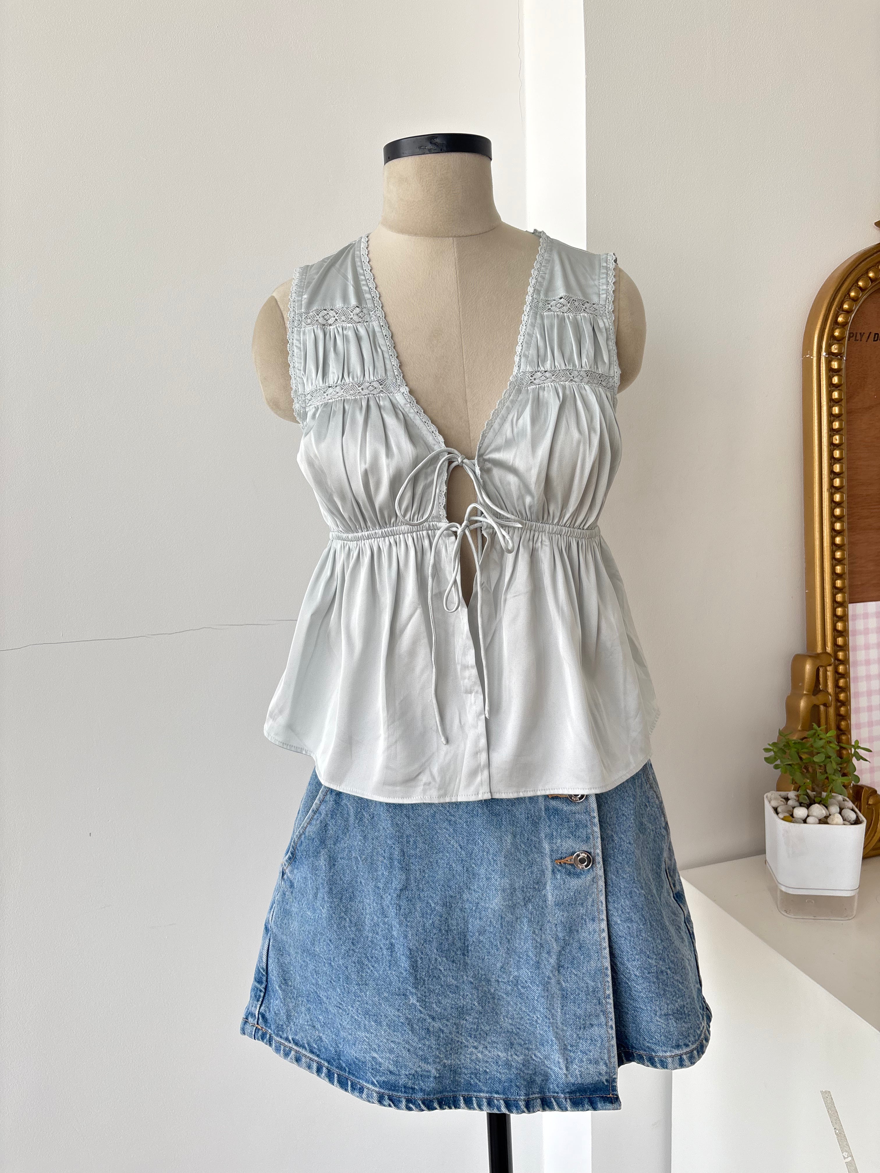 Ellie Tie Up Top in Teal (XS-XL)