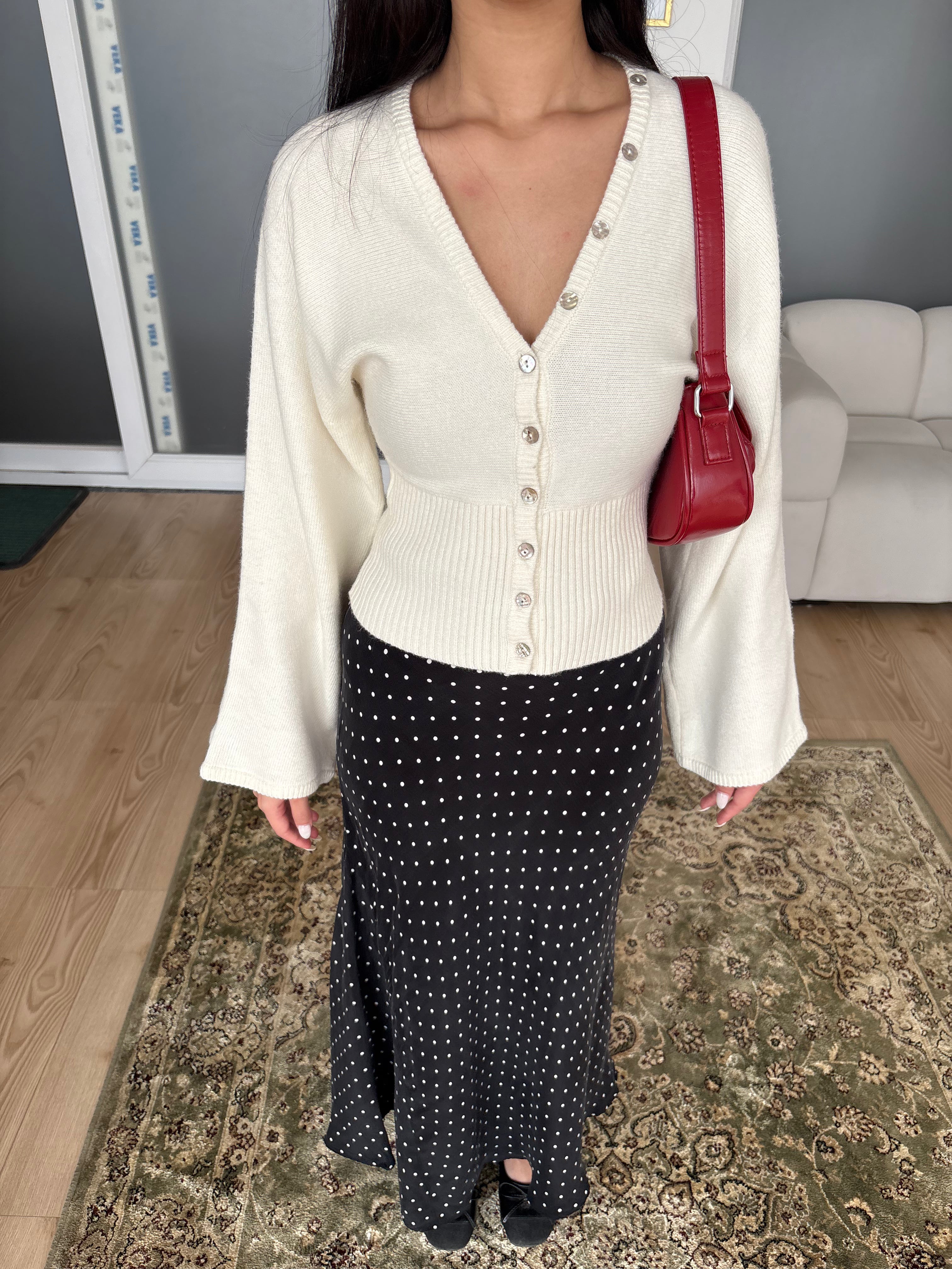 Amelie Cinched Cardigan in Cream