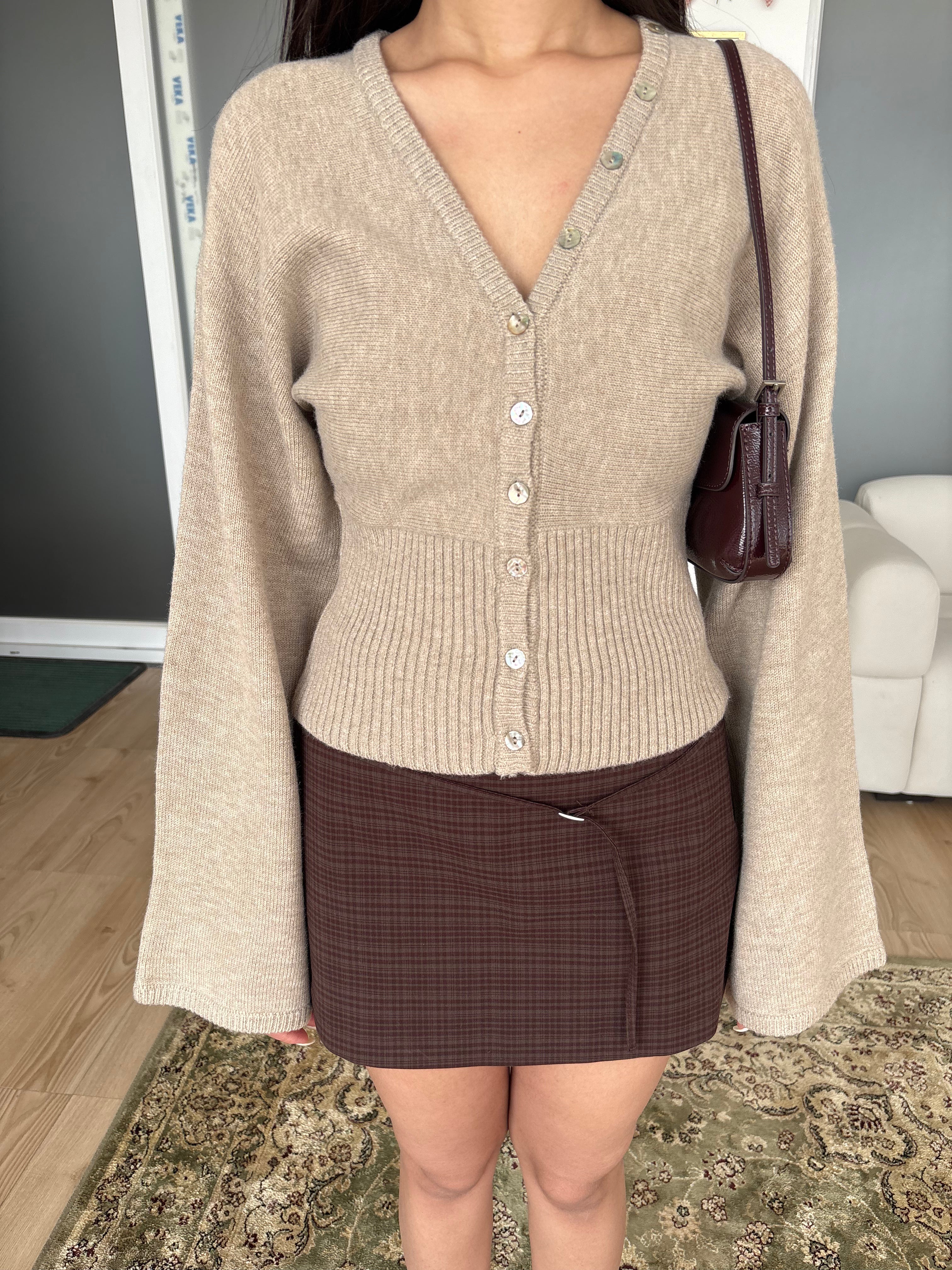 Amelie Cinched Cardigan in Beige