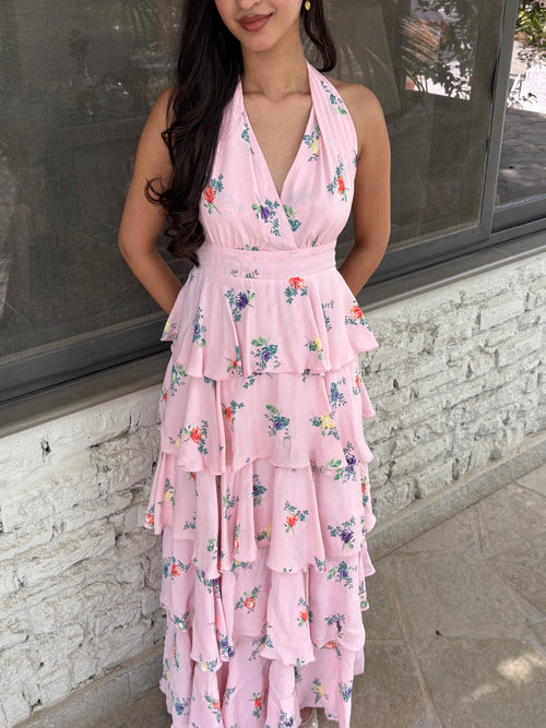 Arabelle Frill Dress in Pink Floral