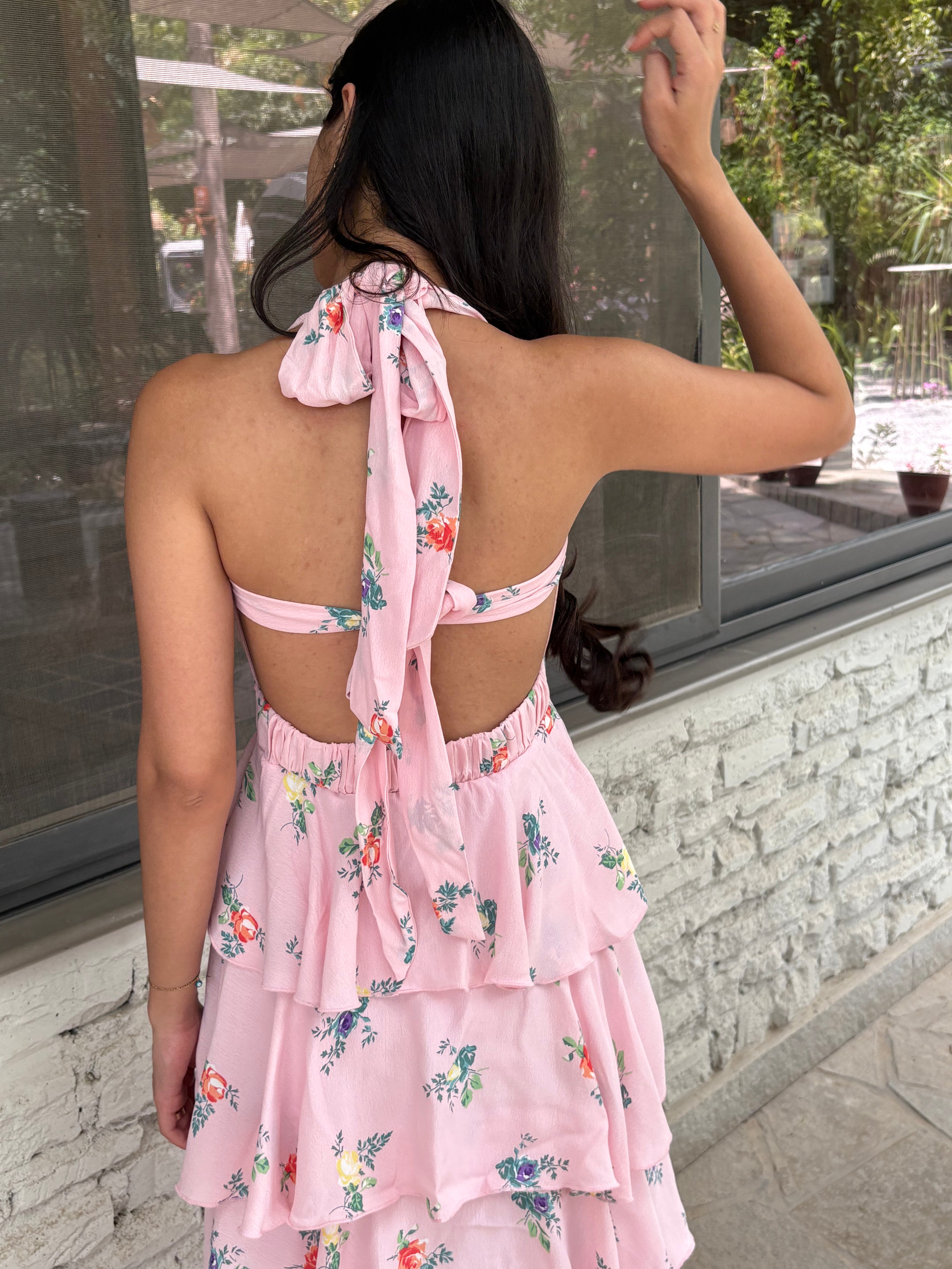 Arabelle Frill Dress in Pink Floral