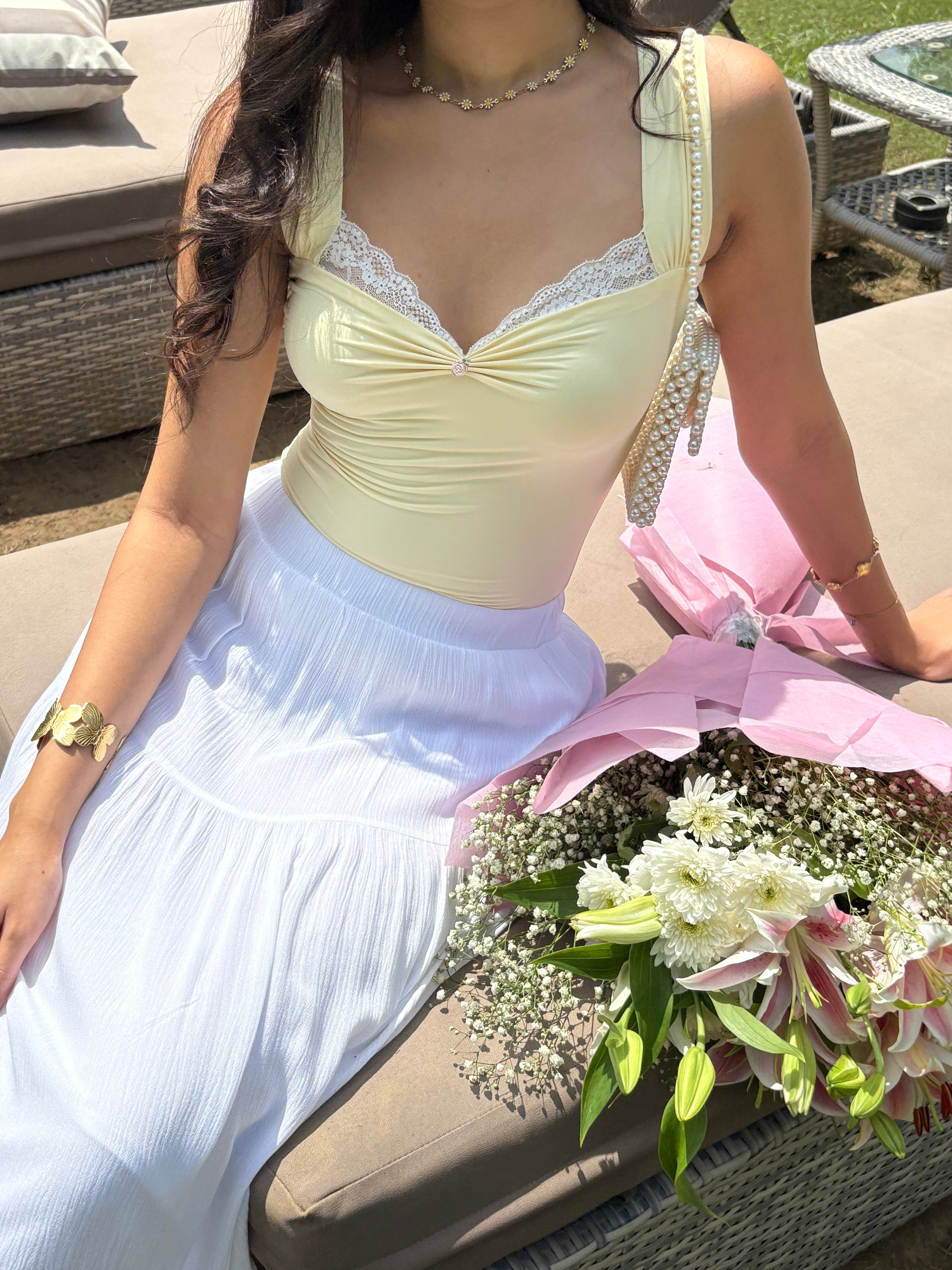 Belle Sculpting Top in Butter Yellow