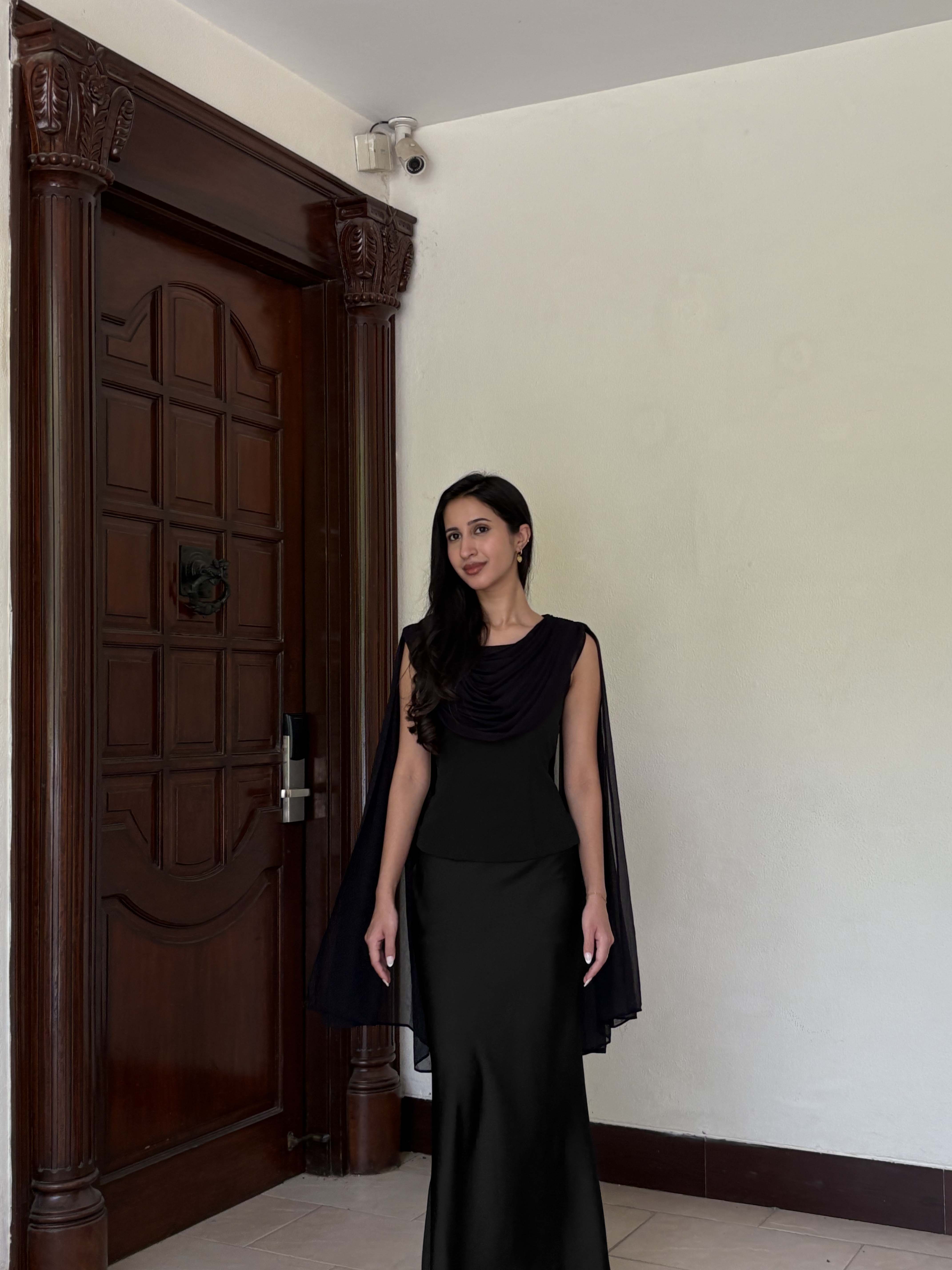 Audrey Dupatta Top in Black