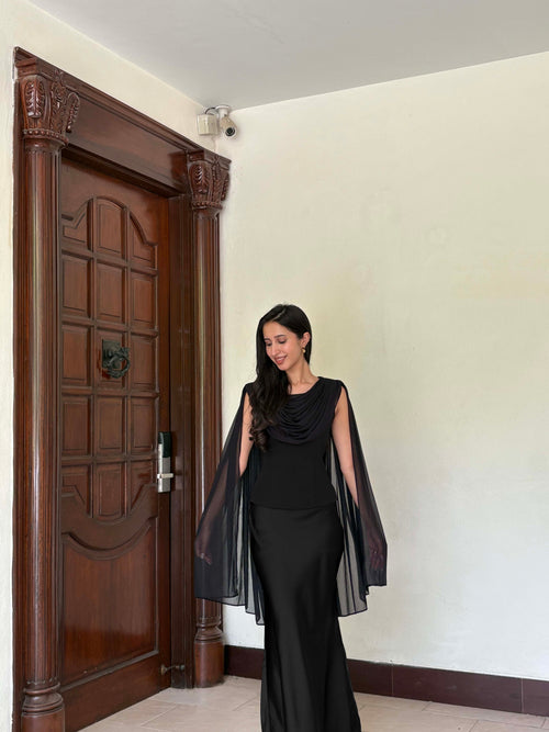 Audrey Dupatta Top in Black