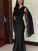 Celine Satin Skirt in Black