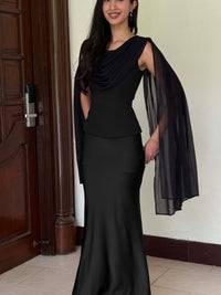 Celine Satin Skirt in Black