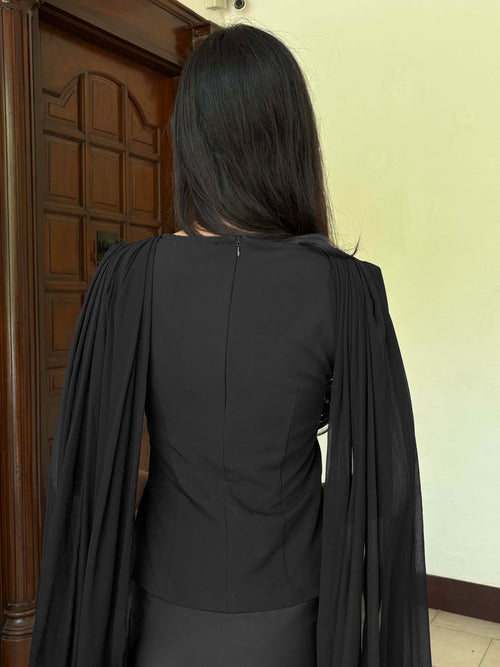 Audrey Dupatta Top in Black