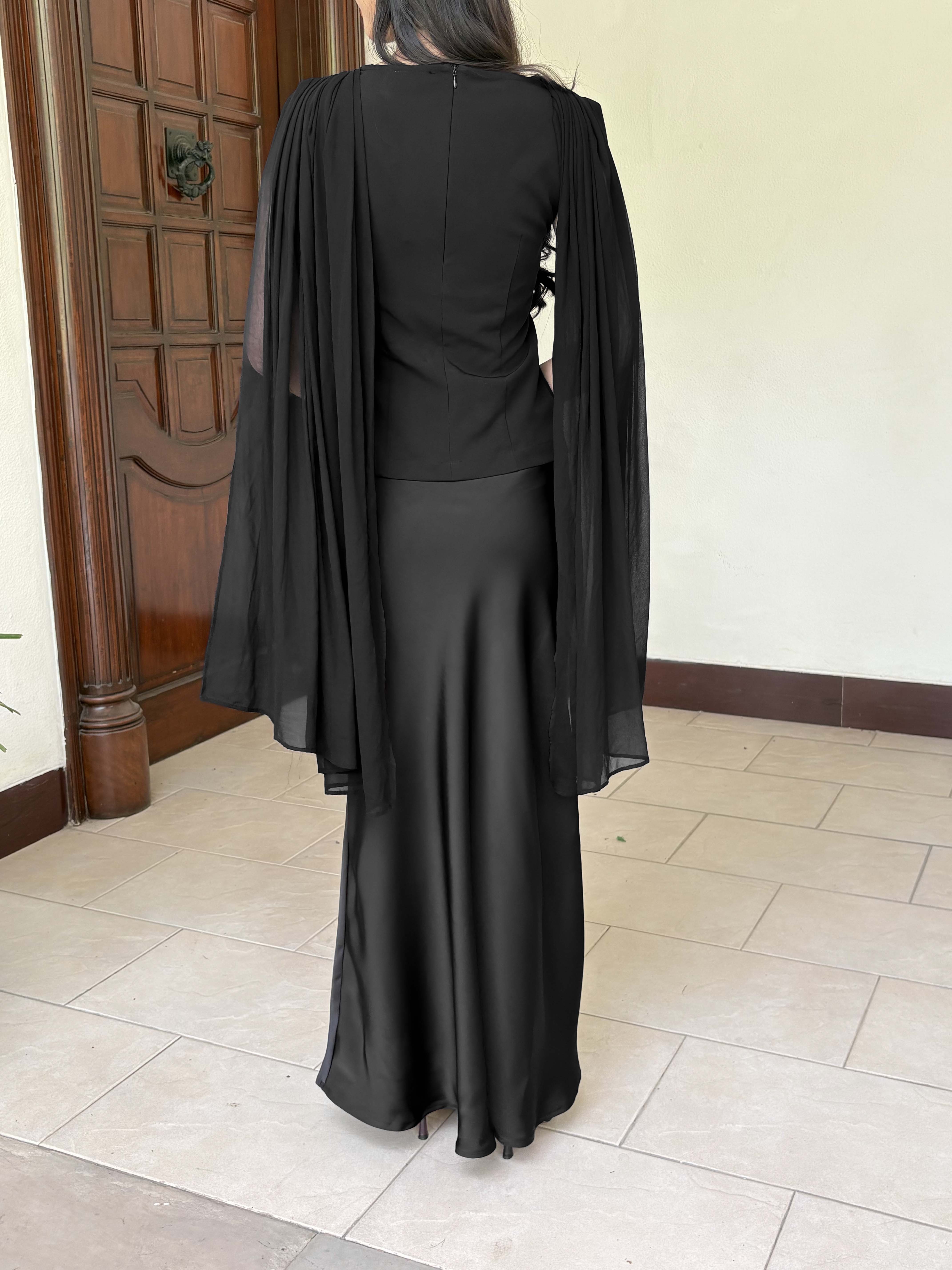 Celine Satin Skirt in Black