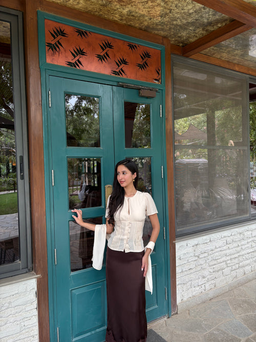 Sylvie Top with Scarf in Cream