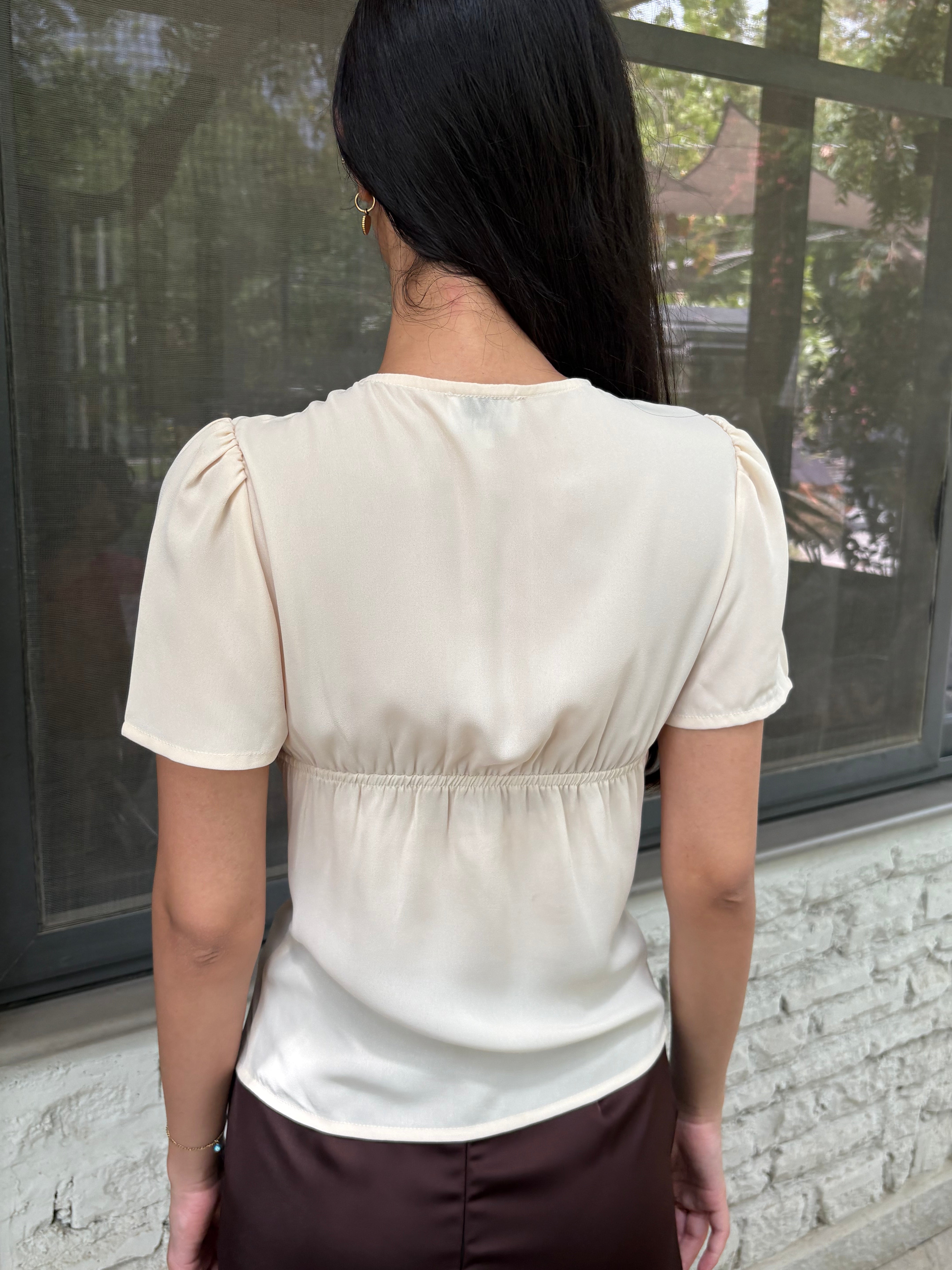 Sylvie Top with Scarf in Cream