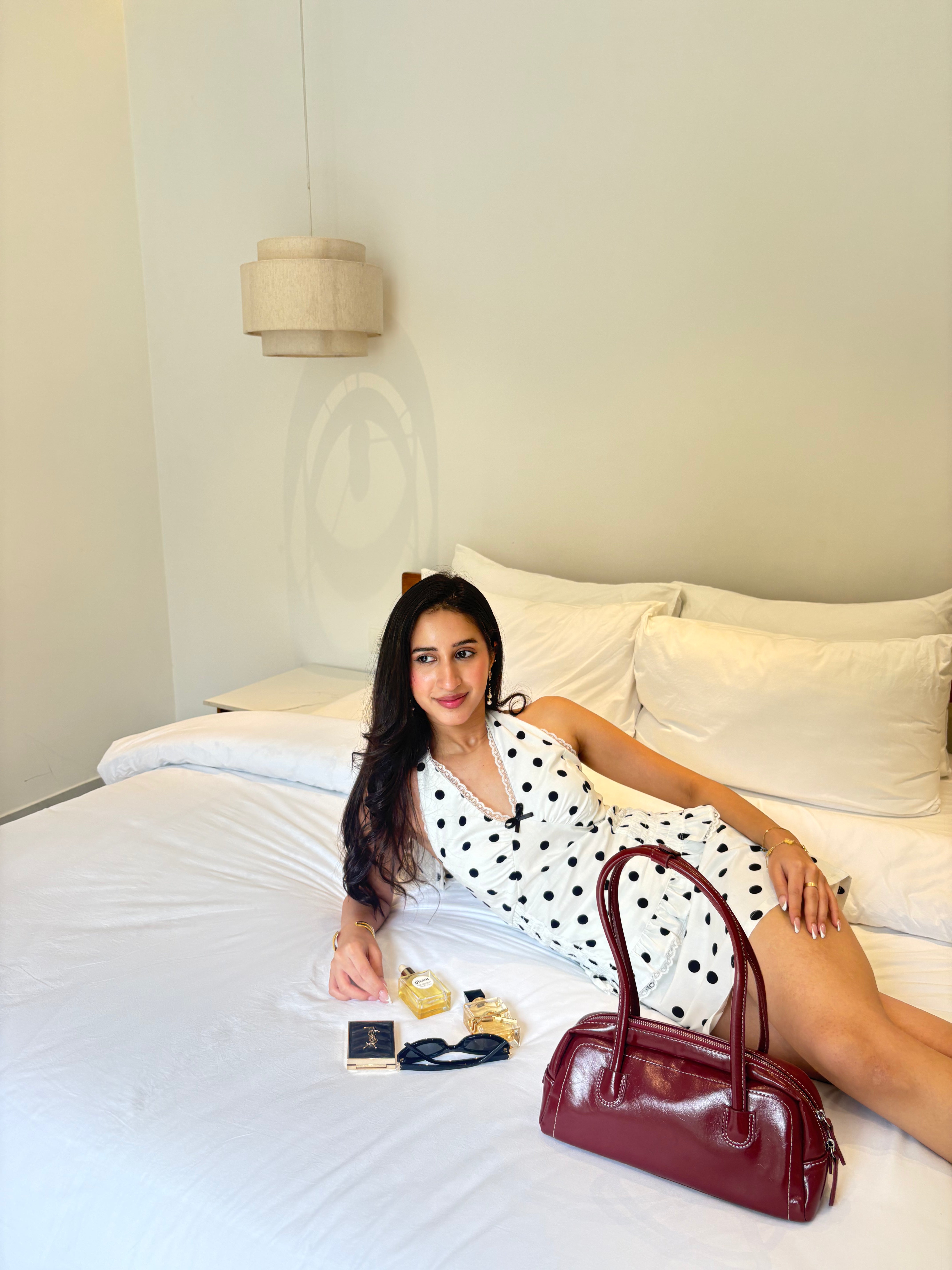 Madeline Polka Dot Halter Top in White