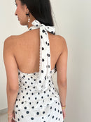 Madeline Polka Dot Halter Top in White