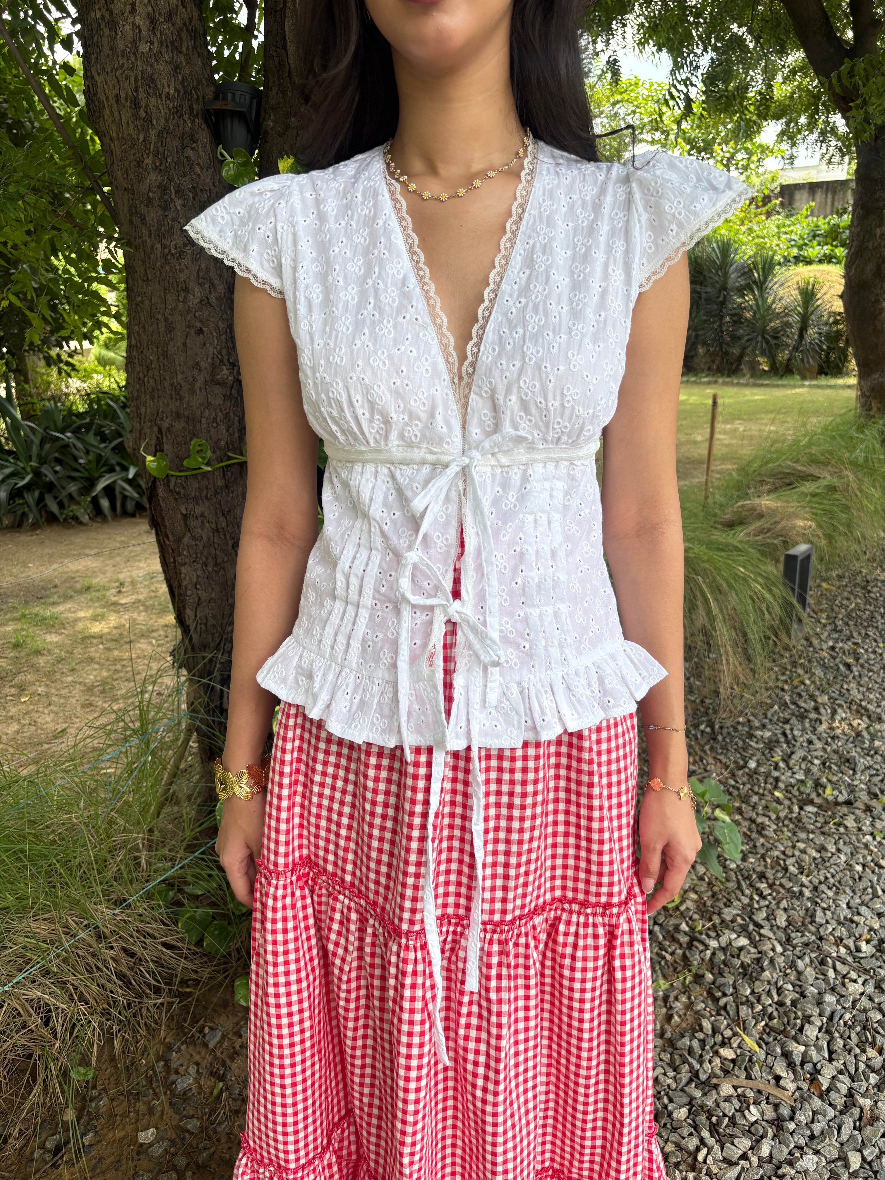 Eloise Top in White Eyelet