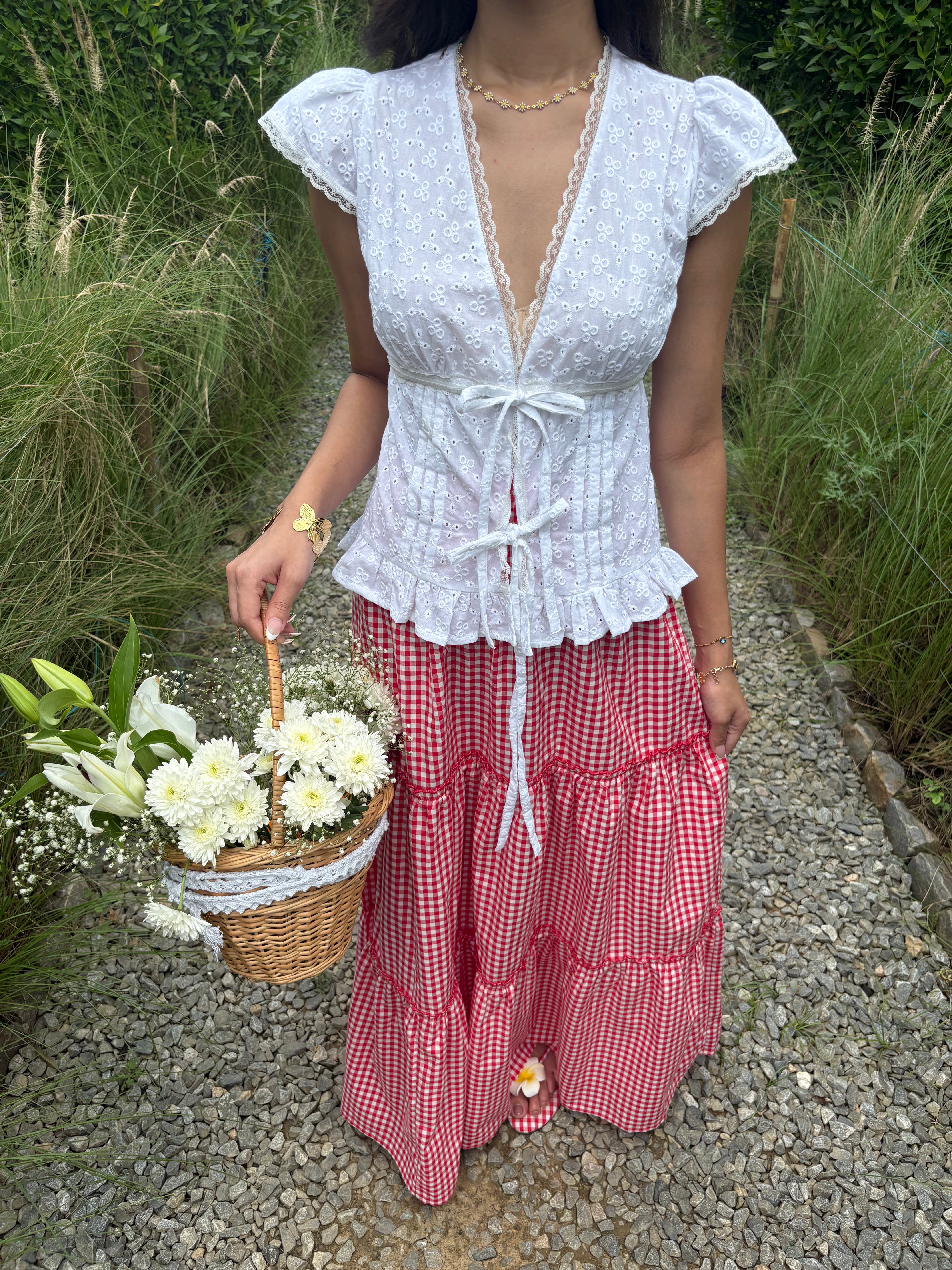 Eloise Top in White Eyelet