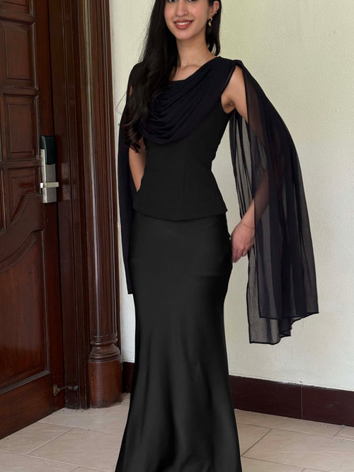 Audrey Dupatta Top in Black