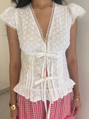Eloise Top in White Eyelet