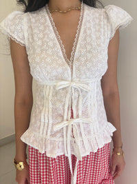 Eloise Top in White Eyelet
