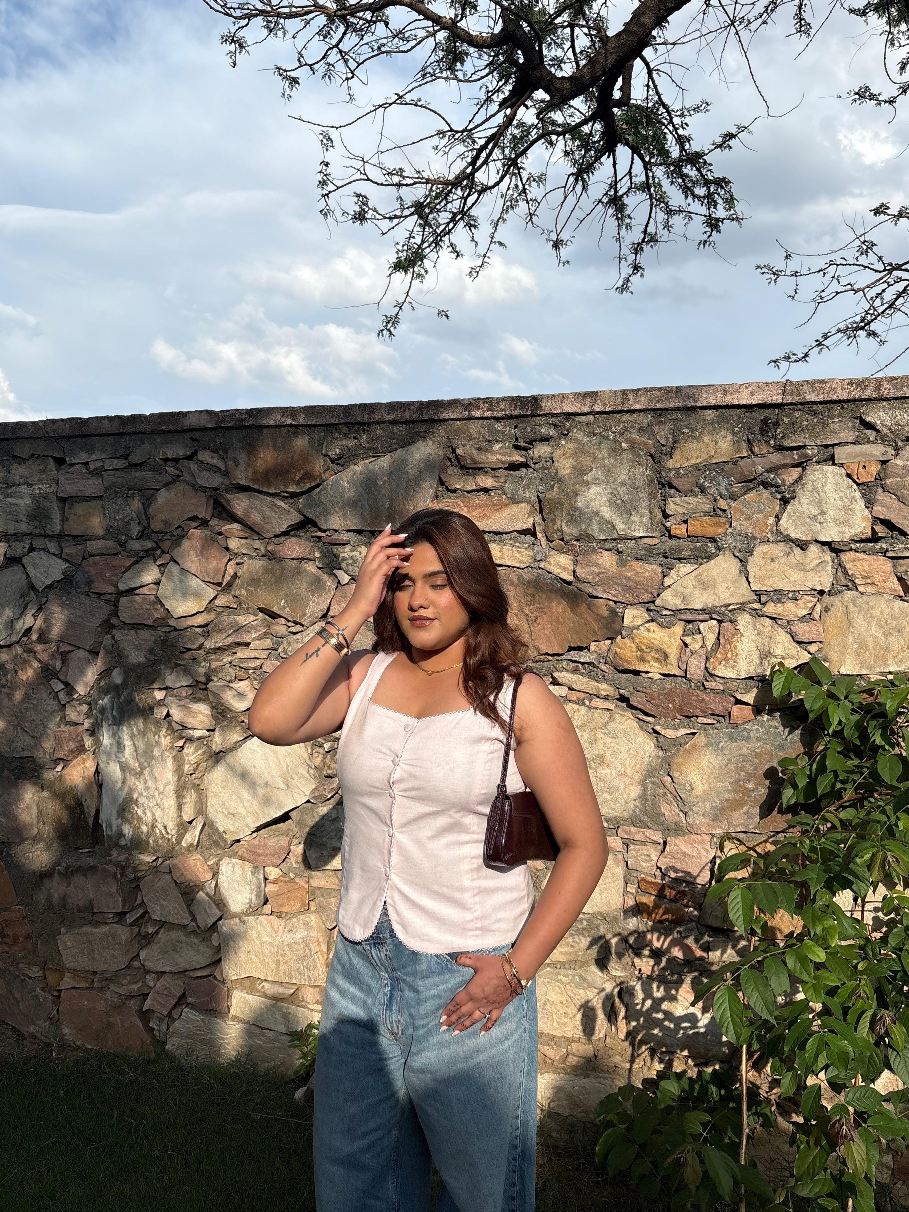 Gigi Linen Vest in Pink