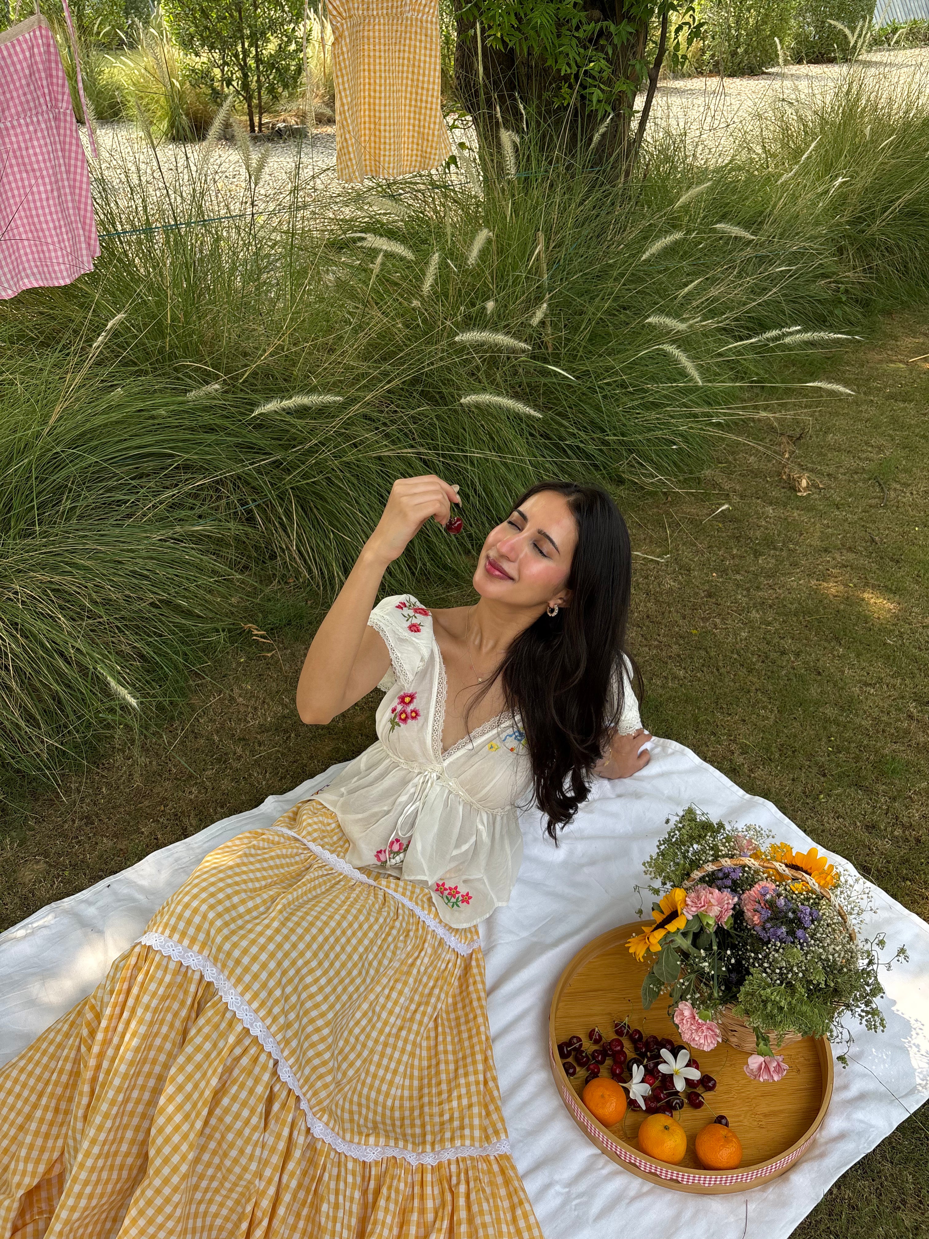 Lucy Lace Skirt in Yellow (XS-2XL)