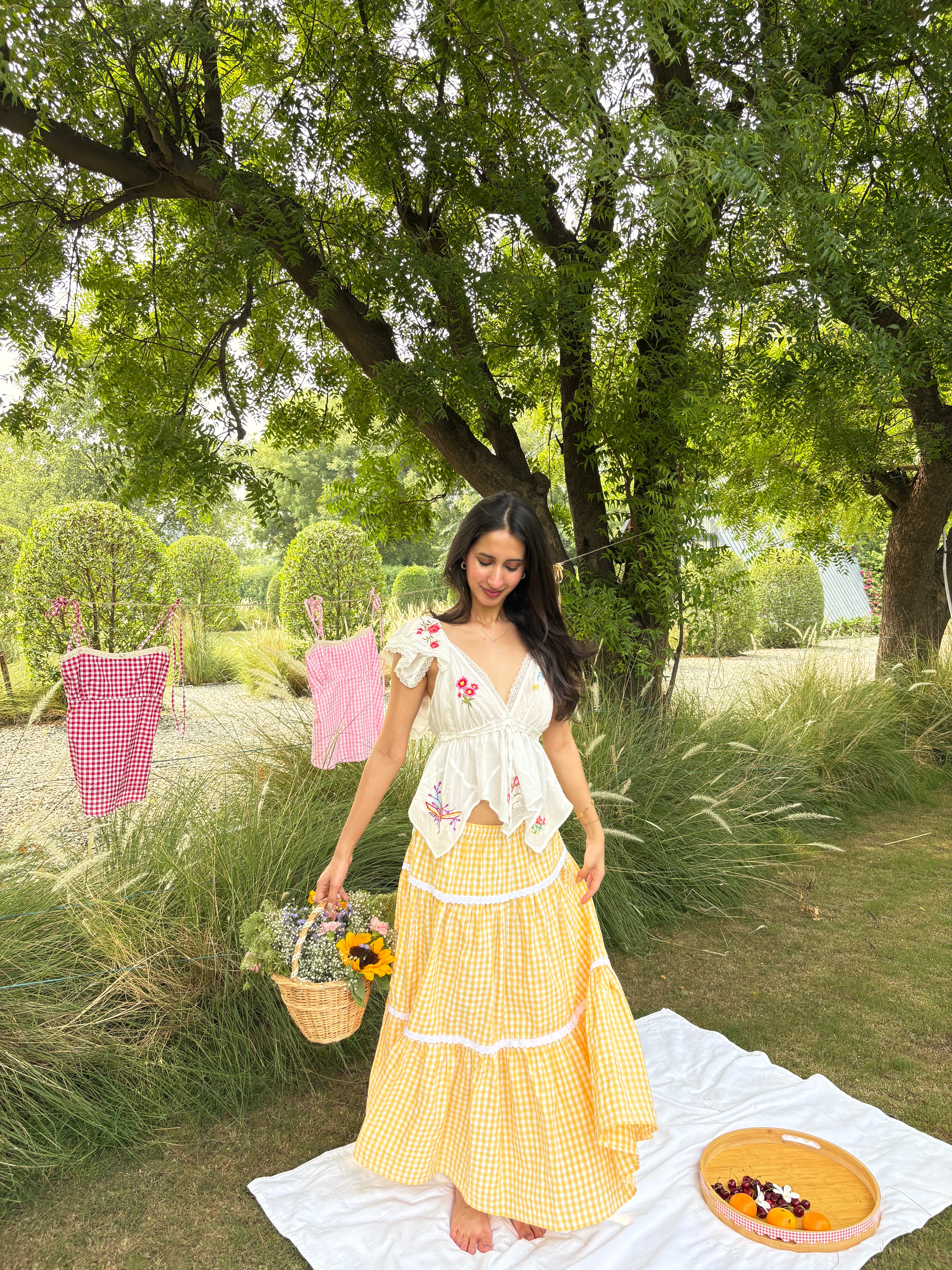 Lucy Lace Skirt in Yellow (XS-2XL)