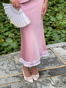 Camille Lace Satin Skirt in Blush