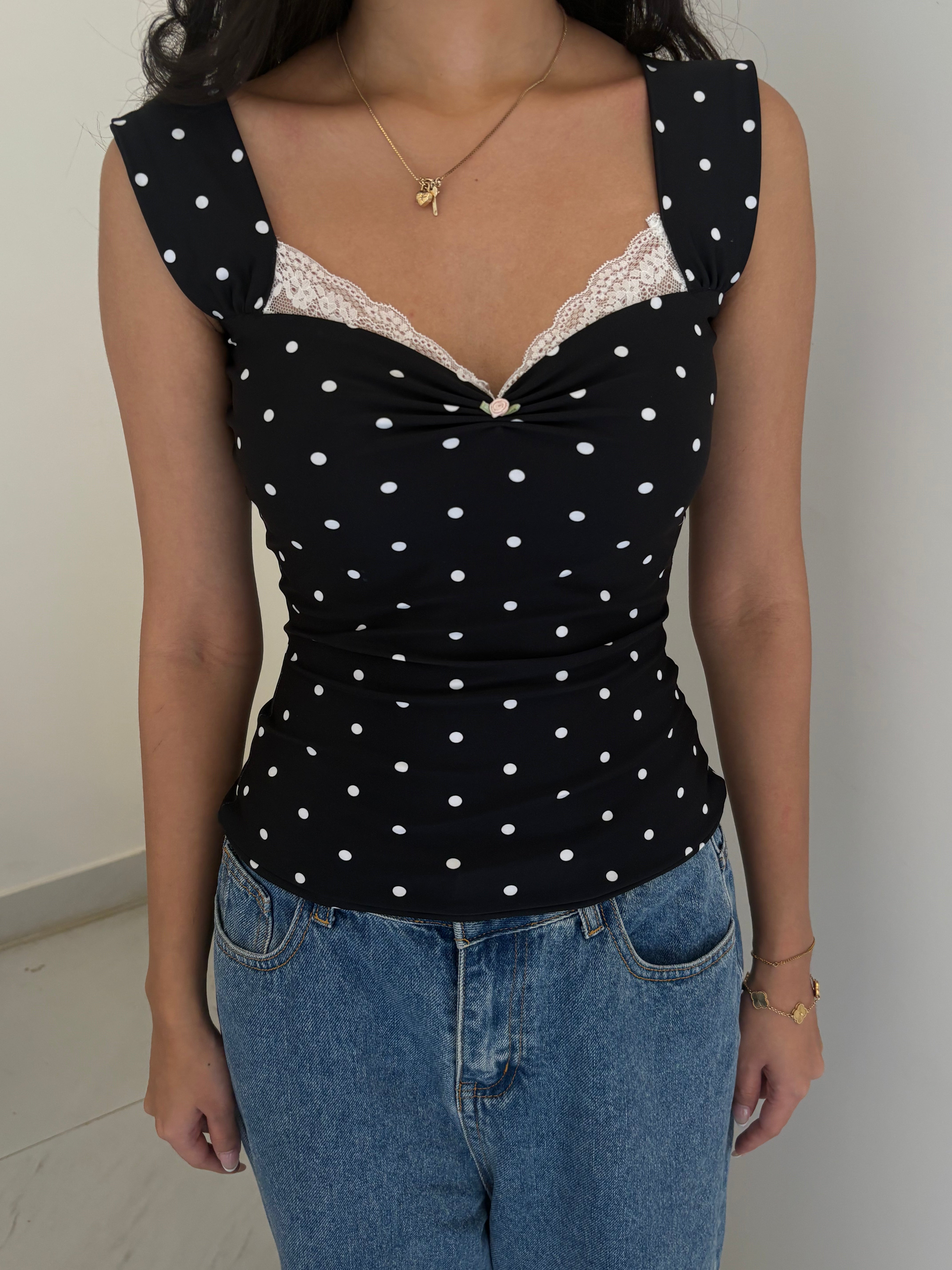 Belle Sculpting Top in Polka Dot