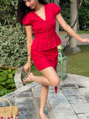 Mon Cherie Scallop Top in Crimson