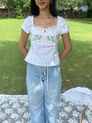 Belle Rosette Embroidered Top - PREORDER